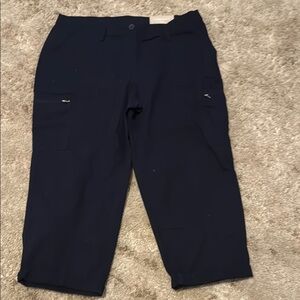 🍍 Zenergy By Chicos Navy Cargo Pants With Ankle Drawstring Size 2 (12) Regular 🍍
